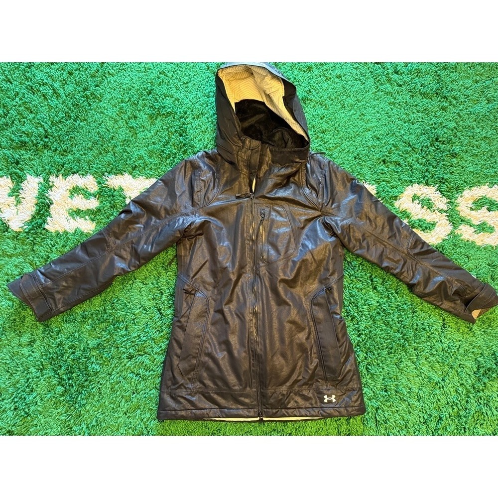 Under Armour Storm Hooded Jacket Women Small Black Excellent Water Resistant